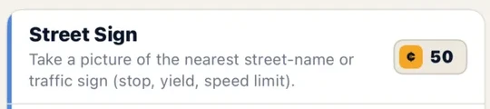 Street Sign question with a 50-coin cost